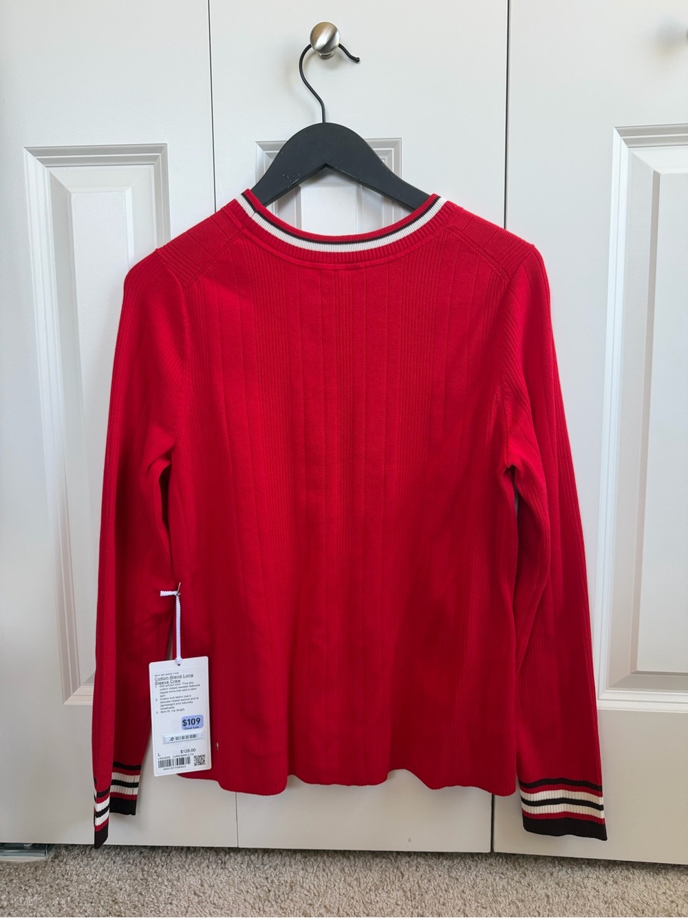 lululemon Cotton-Blend Long-Sleeve Crew lulu Red/Goodnight Plum/Light Ivory - Picture 6 of 9
